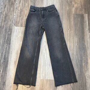 We The Free Tinsley Baggy High Rise Straight Leg Jeans Charcoal Wash Size 27